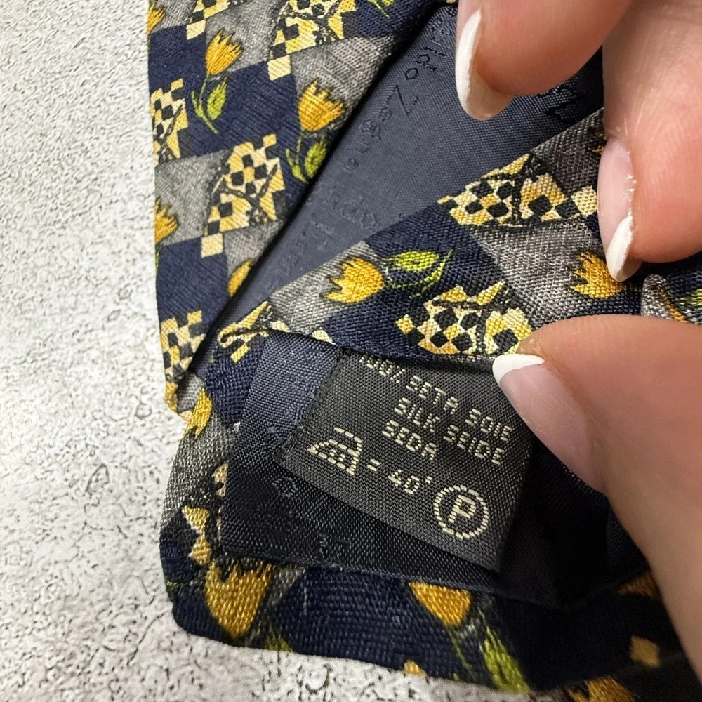 Ermenegildo Zegna Silk Tie Mens One Size Blue Floral Made‎ In Italy Necktie